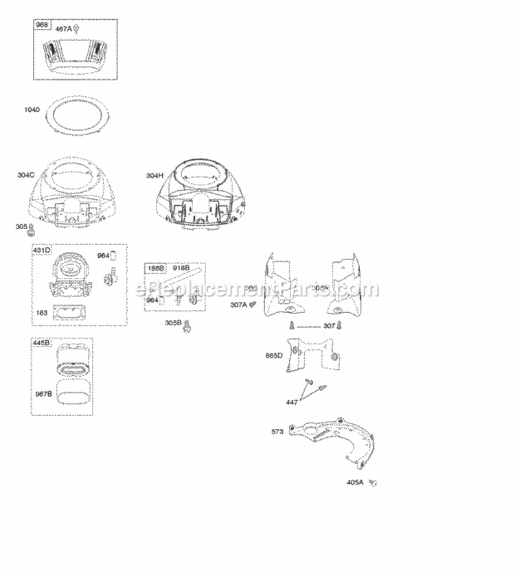 Air Cleaner Blower Housing Diagram and Parts List for 44Q777-0025-E1  Briggs and Stratton Engine